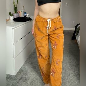 Orange Corduroy Paisley Pants